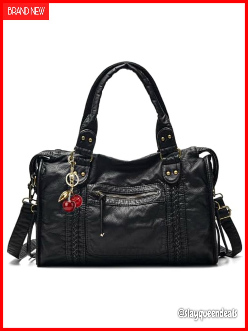 Vintage Washed PU Leather Large Hobo Crossbody Shoulder Work Bag
